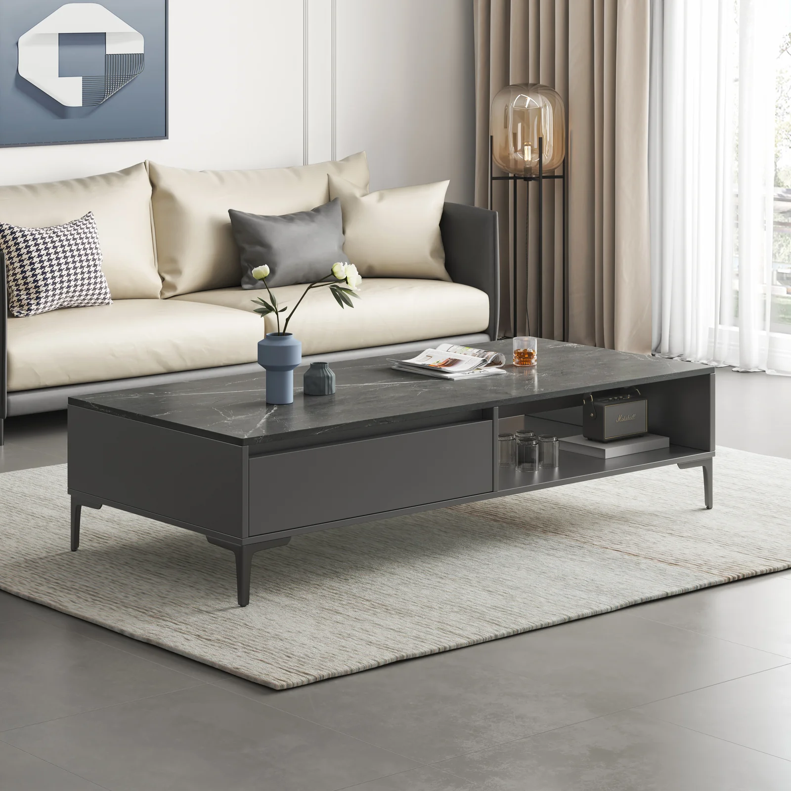 Minimalist Large Coffee Table with Storage - Image 2
