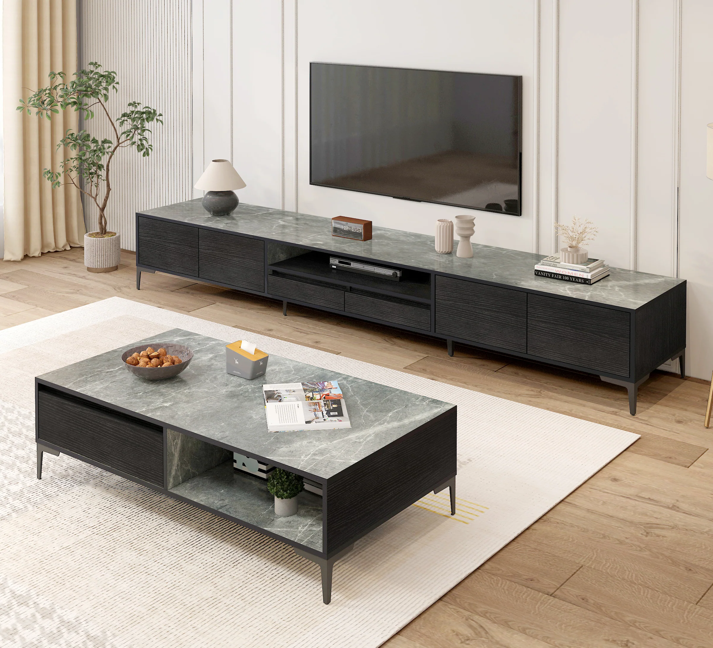 Minimalist Large Coffee Table with Storage - Image 10