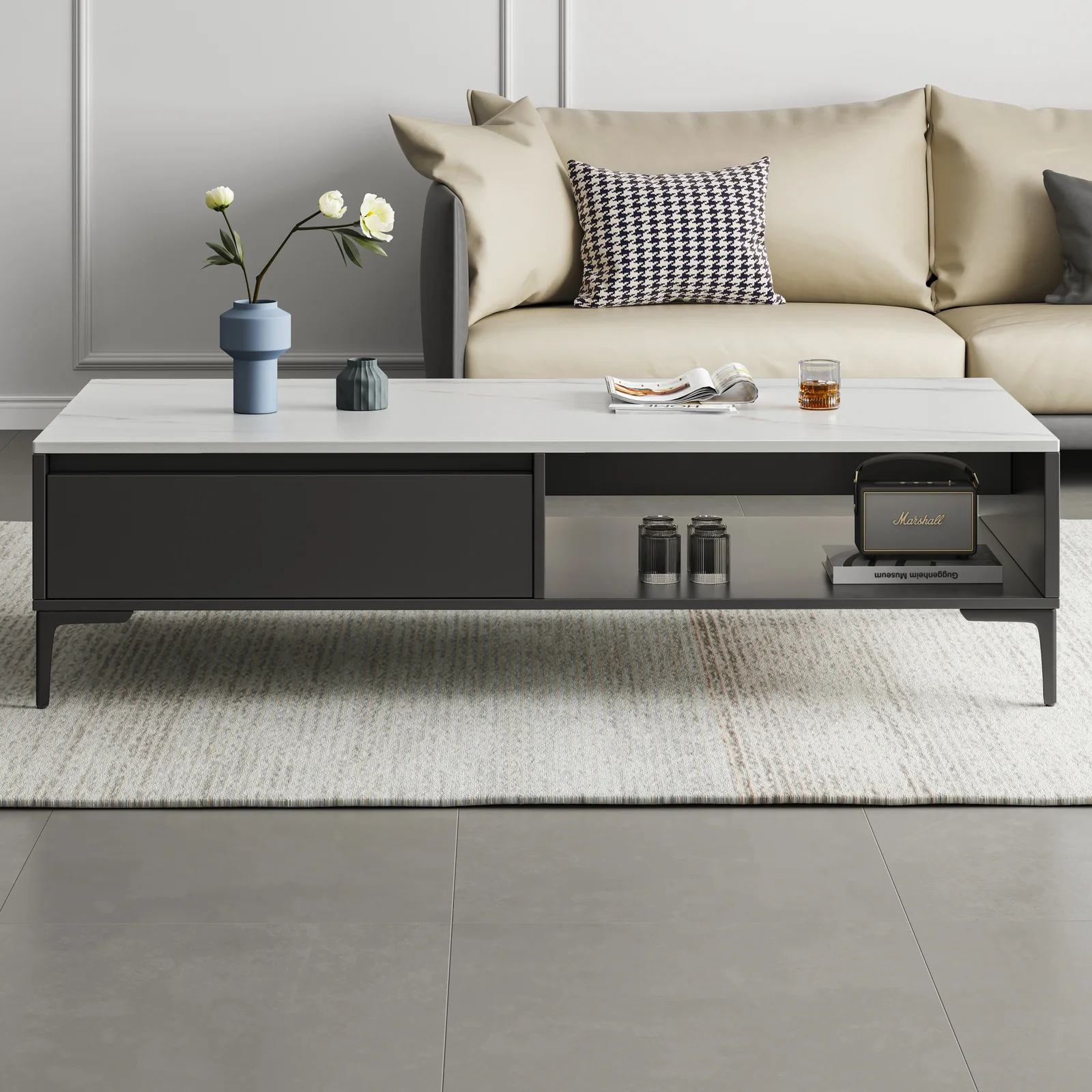 Minimalist Large Coffee Table with Storage - Image 2