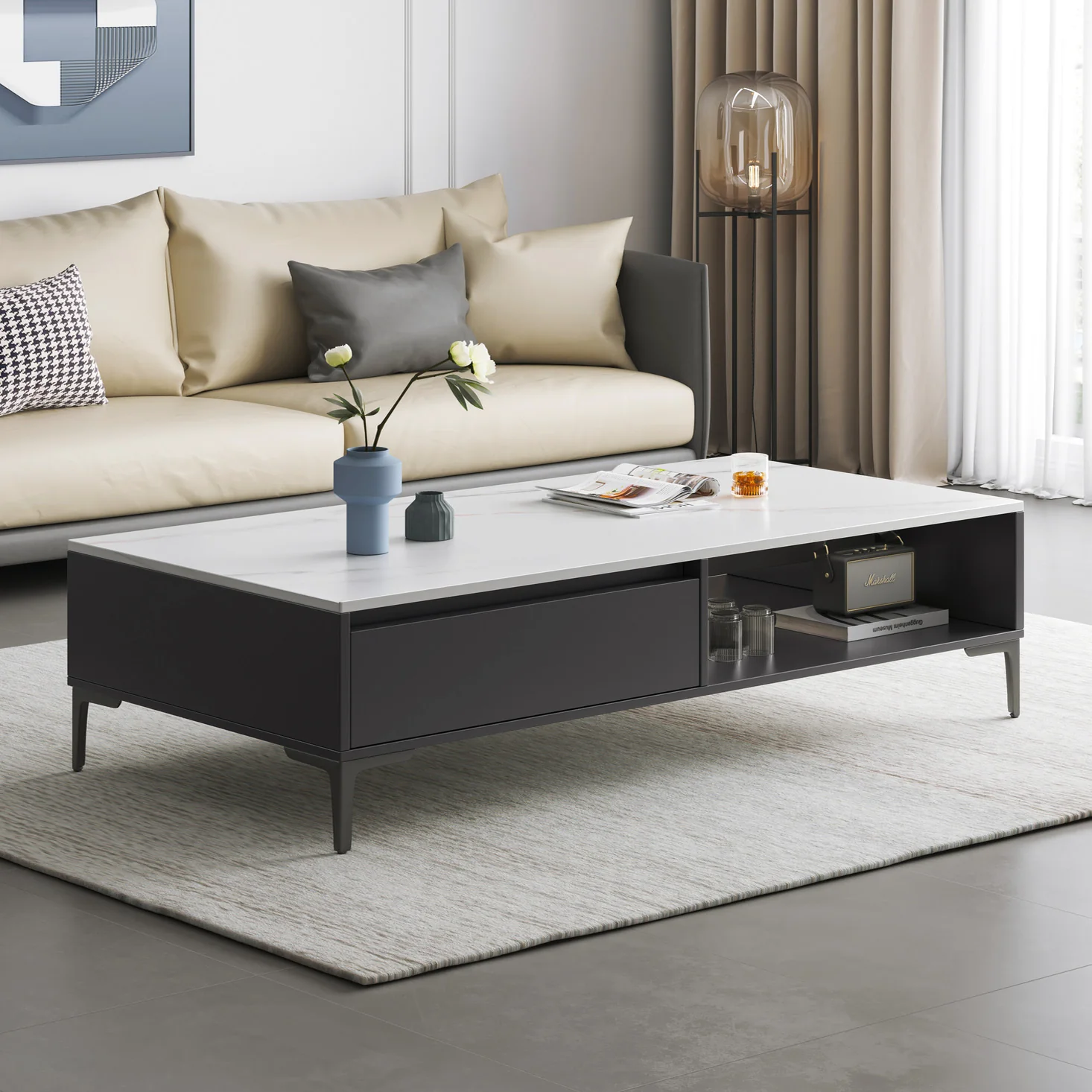 Minimalist Large Coffee Table with Storage - Image 8