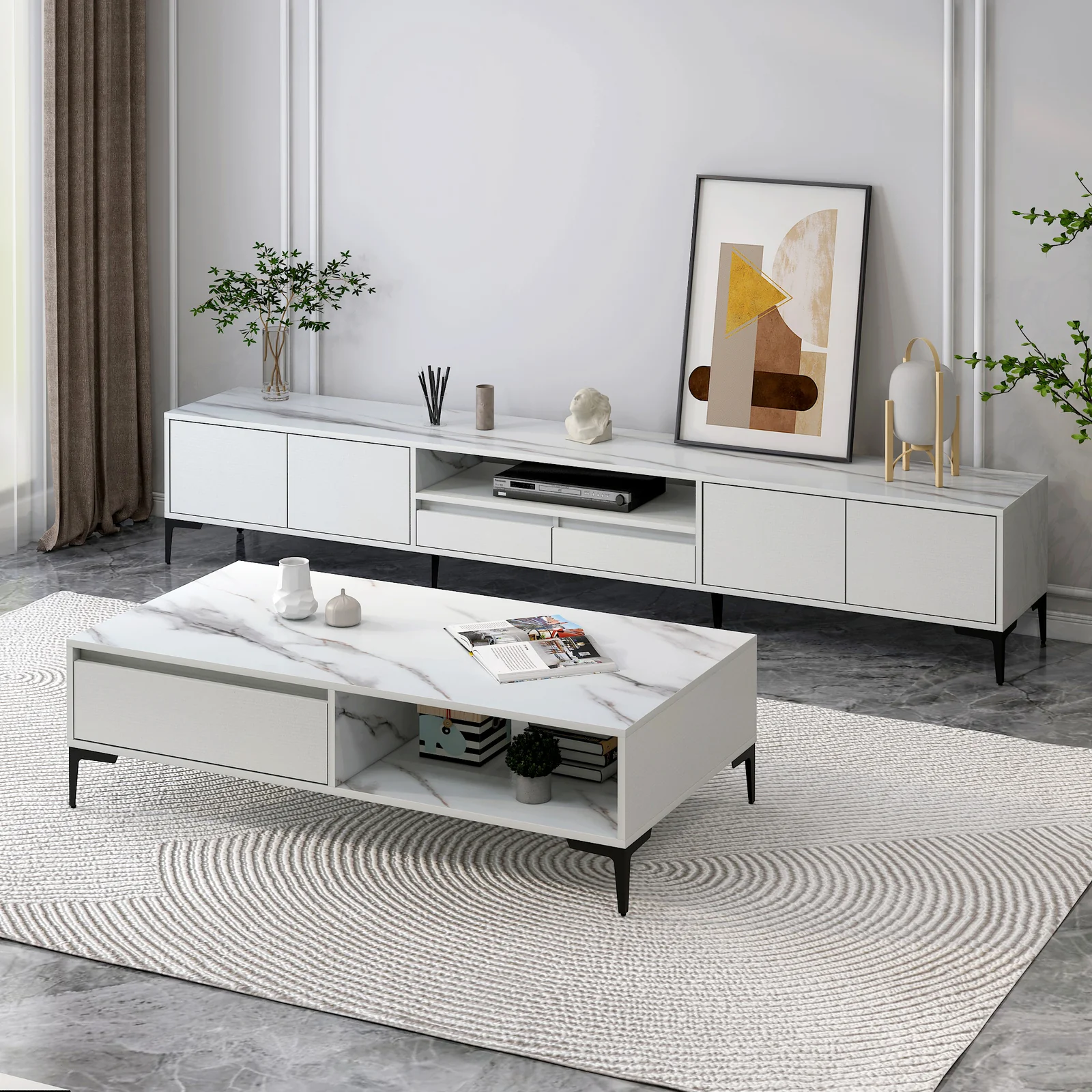 Minimalist Large Coffee Table with Storage - Image 7