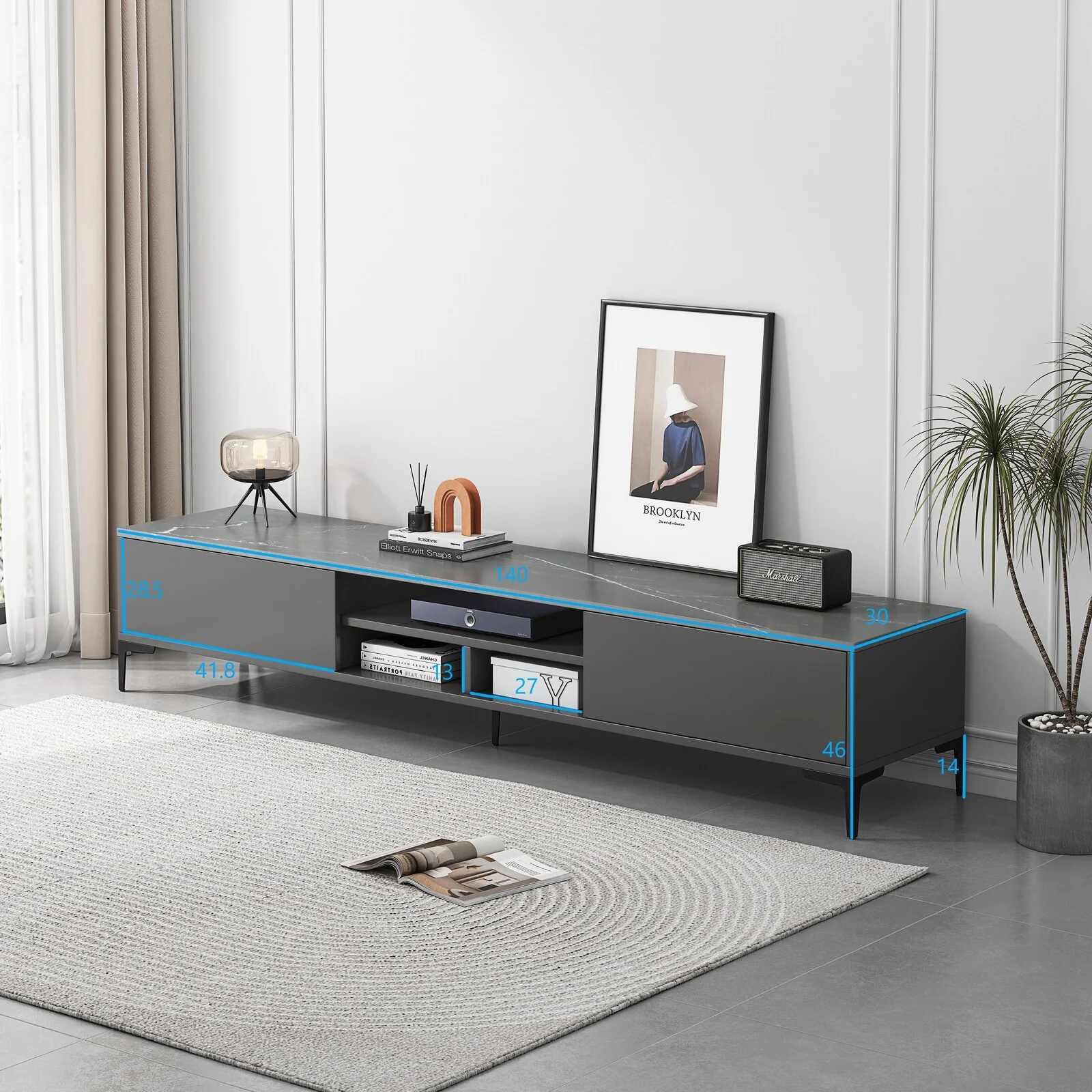 Minimalist TV Cabinet Entertainment Unit 140cm - Image 6
