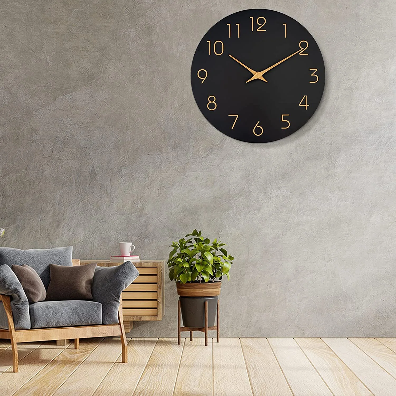 Minimalist Wooden Home Decor Black Wall Clock - Image 3