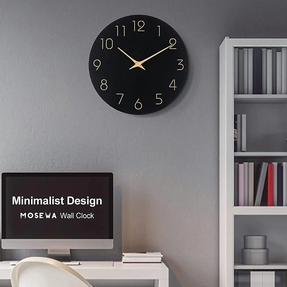 Minimalist Wooden Home Decor Black Wall Clock - Image 4