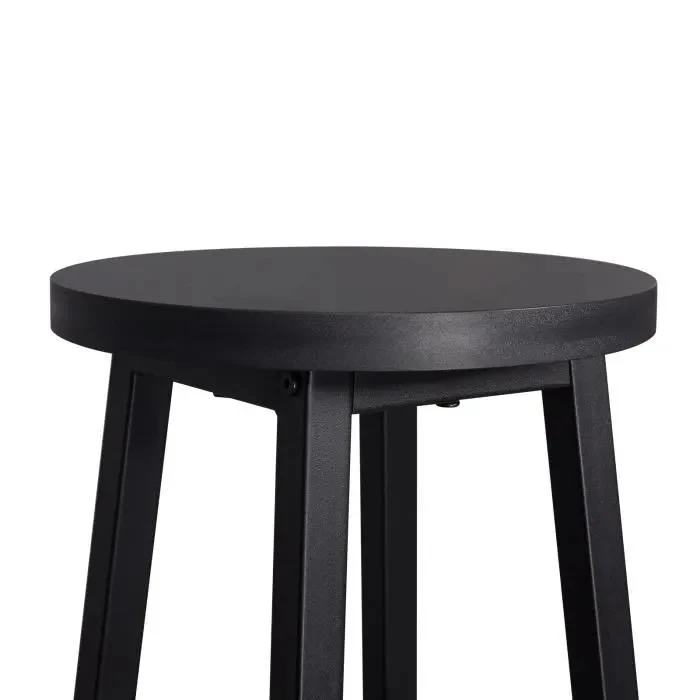 Modern Industrial Bar Stool Black Wood & Metal Kitchen Counter Seating - Image 6