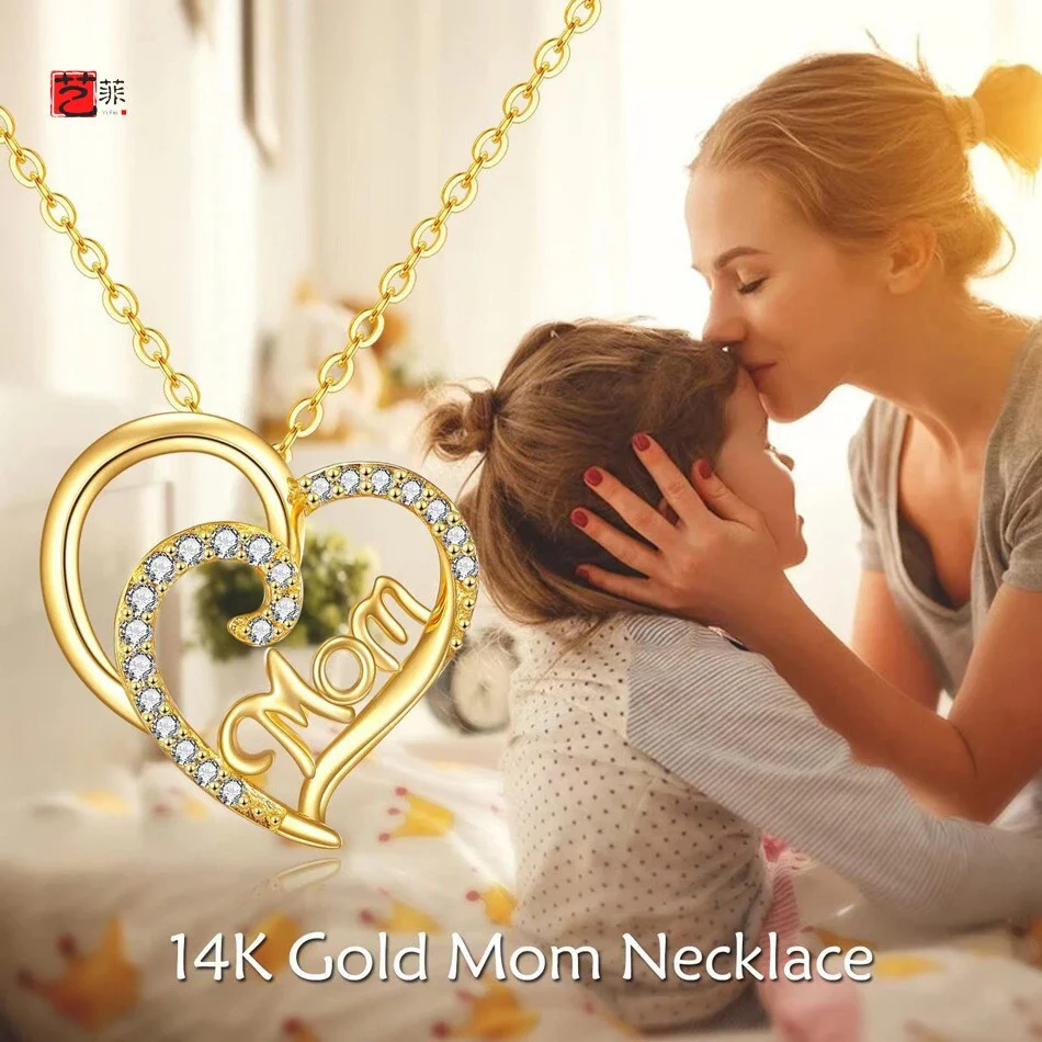 14K Gold Plated Sterling Silver Heart Shaped Mom Necklace - Image 4
