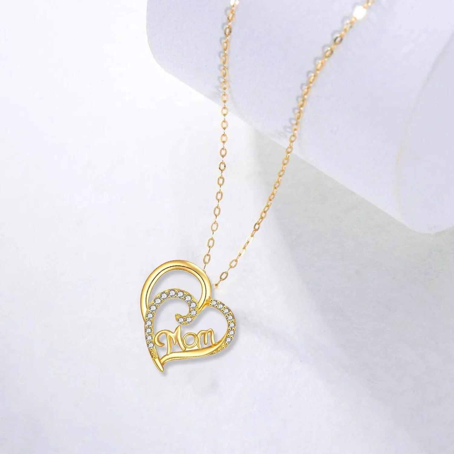 14K Gold Plated Sterling Silver Heart Shaped Mom Necklace - Image 5