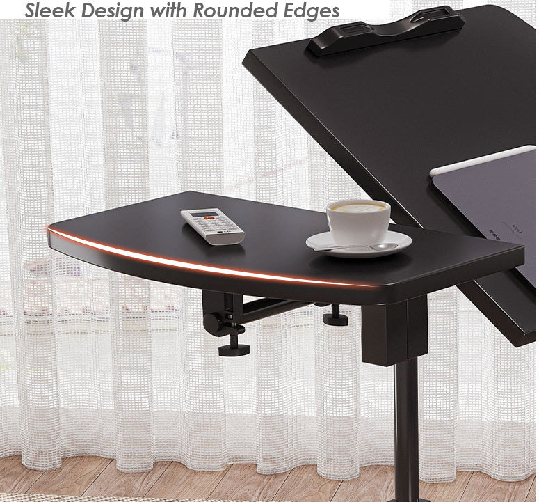 Motif 2-in-1 Adjustable Portable Sofa Bed Side Table Laptop Desk with Wheels (Oak) - Image 8