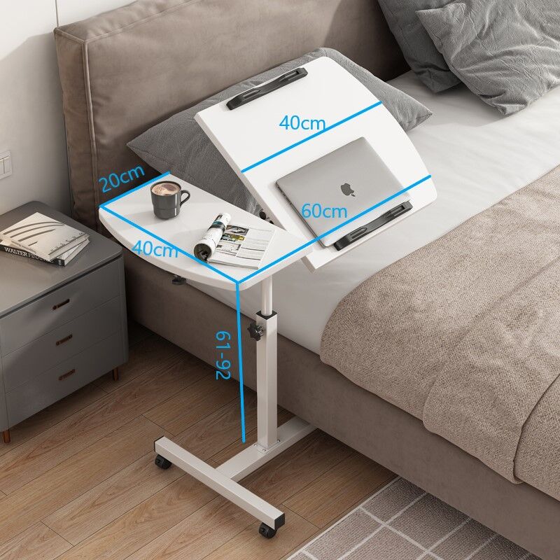 Motif 2-in-1 Adjustable Portable Sofa Bed Side Table Laptop Desk with Wheels (White) - Image 14
