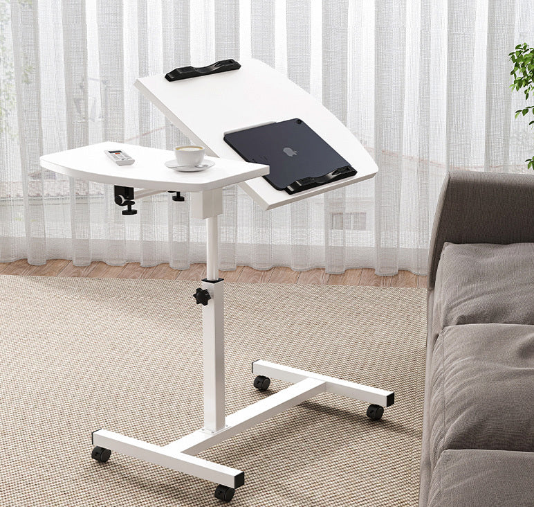 Motif 2-in-1 Adjustable Portable Sofa Bed Side Table Laptop Desk with Wheels (White) - Image 6
