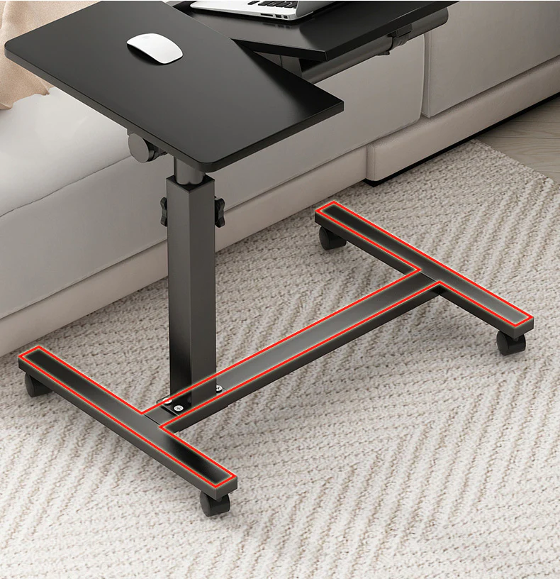 Motif 2-in-1 Adjustable Portable Sofa Bed Side Table Laptop Desk with Wheels (White) - Image 9