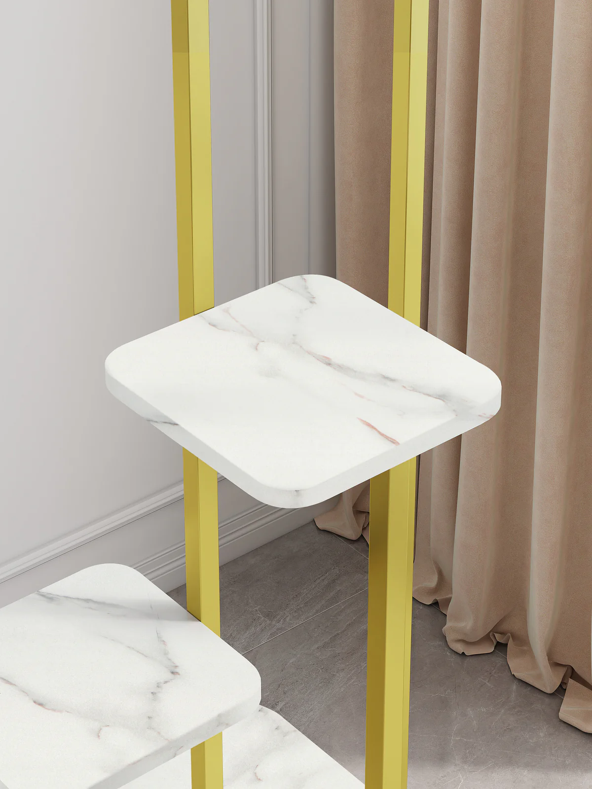Multi-Tiered Synergy Marble Look Garden Plants Stand Planter Shelf (White) - Image 4