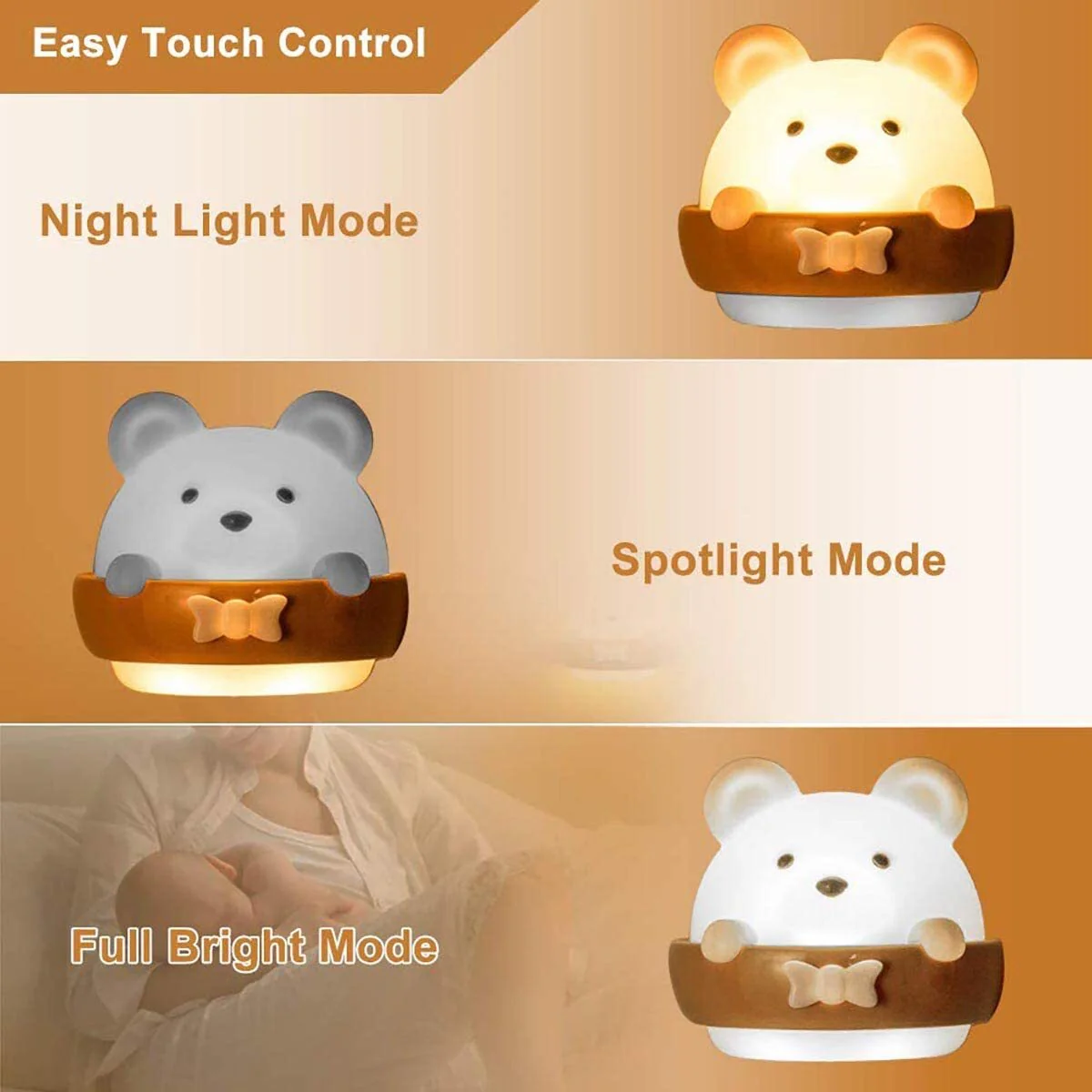 Multifunction Cute Bear Remote Control LED Light USB Rechargeable Lamp - Image 14
