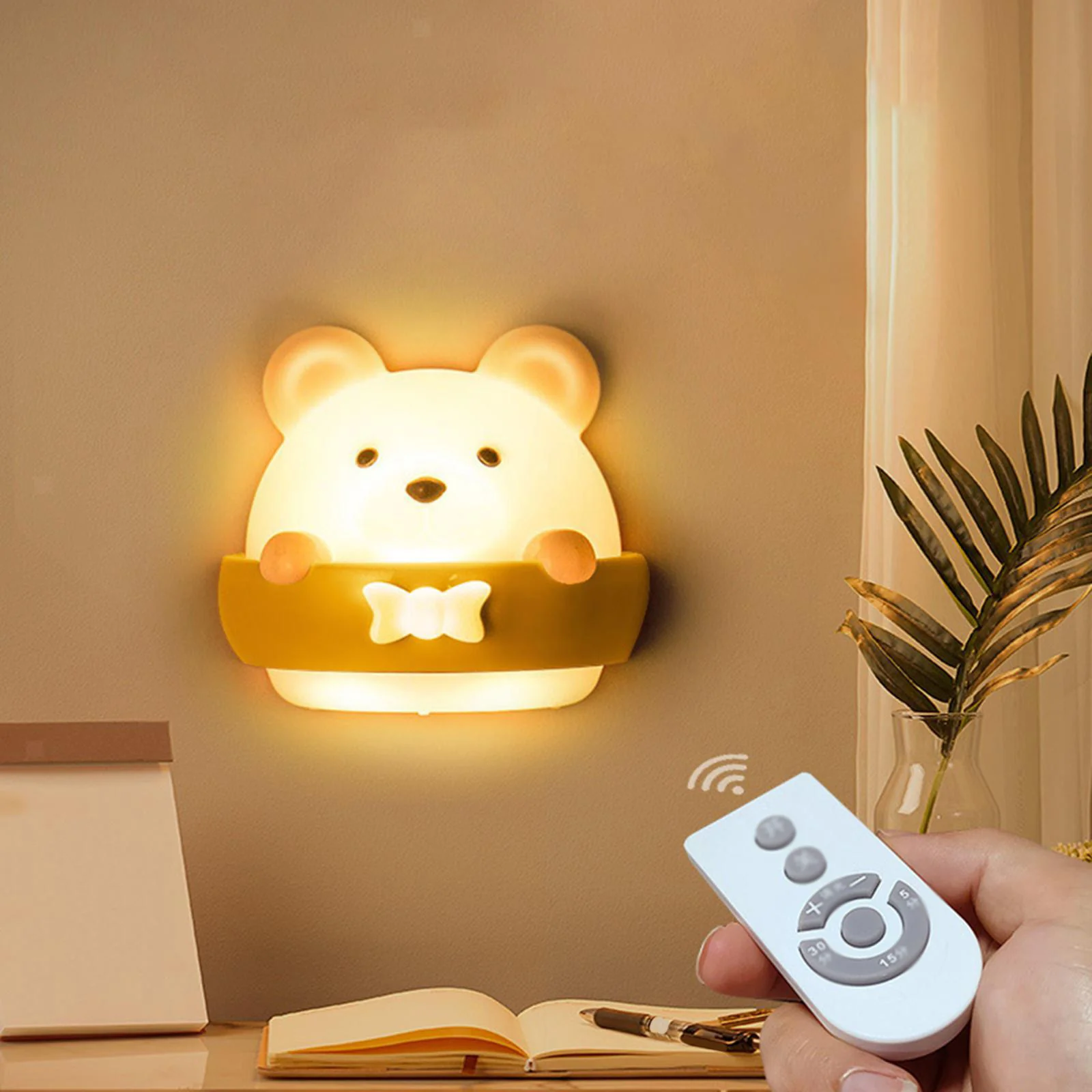Multifunction Cute Bear Remote Control LED Light USB Rechargeable Lamp - Image 19