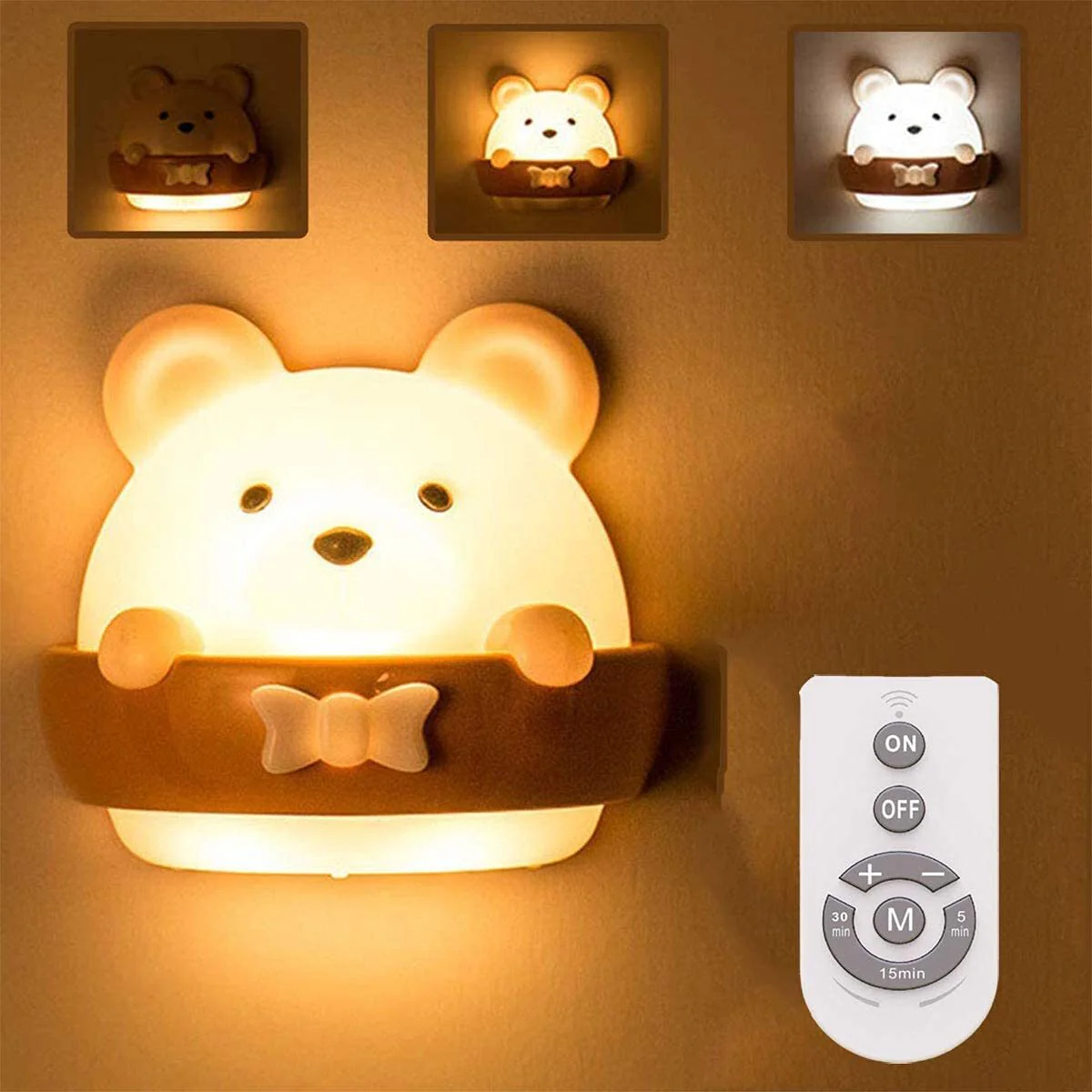 Multifunction Cute Bear Remote Control LED Light USB Rechargeable Lamp - Image 20