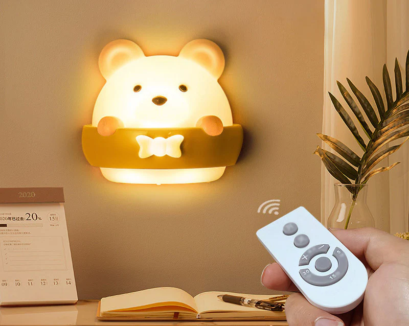 Multifunction Cute Bear Remote Control LED Light USB Rechargeable Lamp - Image 5
