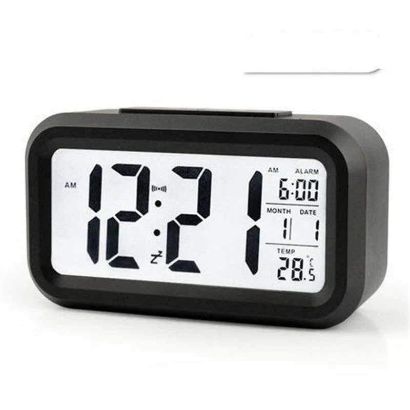 Multifunction Digital Sensor Automatic Light Snooze Desk Alarm Clock (Black) - Image 3