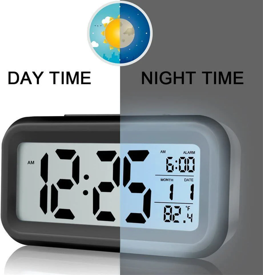 Multifunction Digital Sensor Automatic Light Snooze Desk Alarm Clock (Black) - Image 4