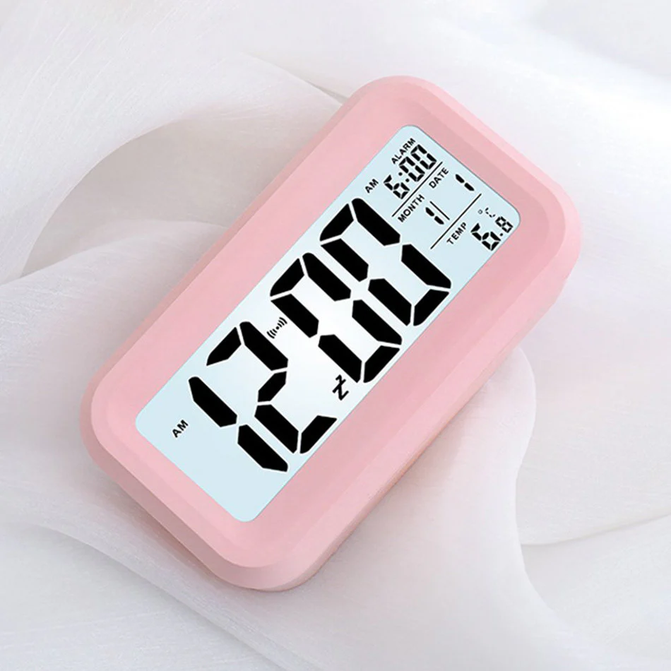 Multifunction Digital Sensor Automatic Light Snooze Desk Alarm Clock (Pink) - Image 5
