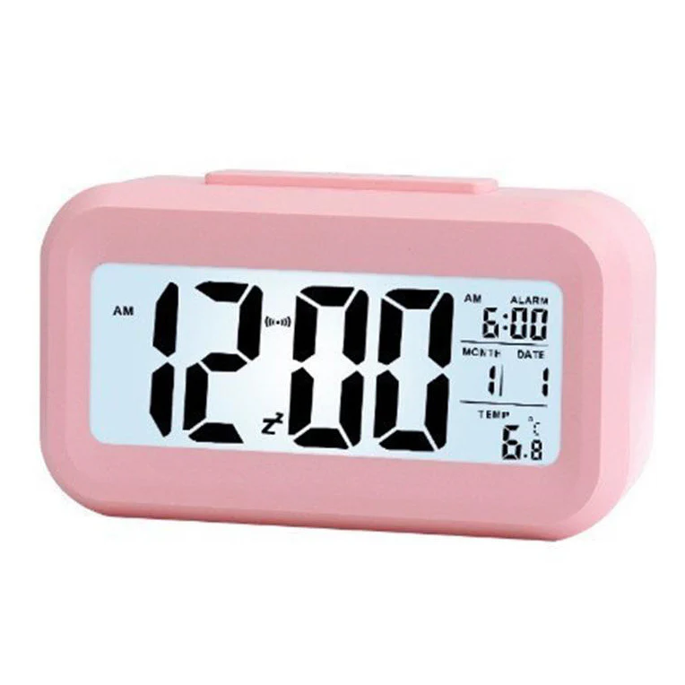 Multifunction Digital Sensor Automatic Light Snooze Desk Alarm Clock (Pink) - Image 8