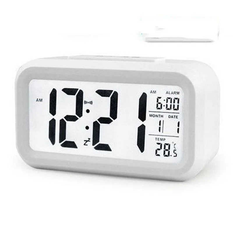 Multifunction Digital Sensor Automatic Light Snooze Desk Alarm Clock (White) - Image 2