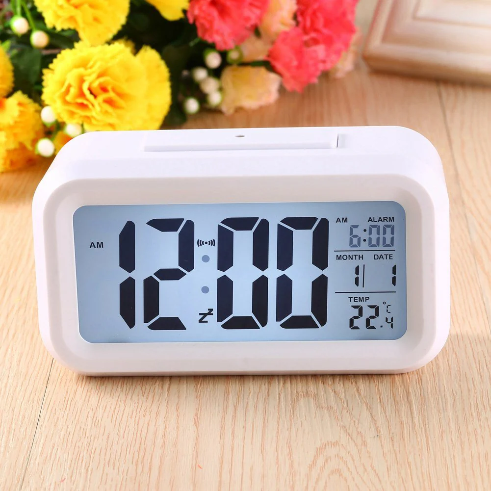 Multifunction Digital Sensor Automatic Light Snooze Desk Alarm Clock (White) - Image 3