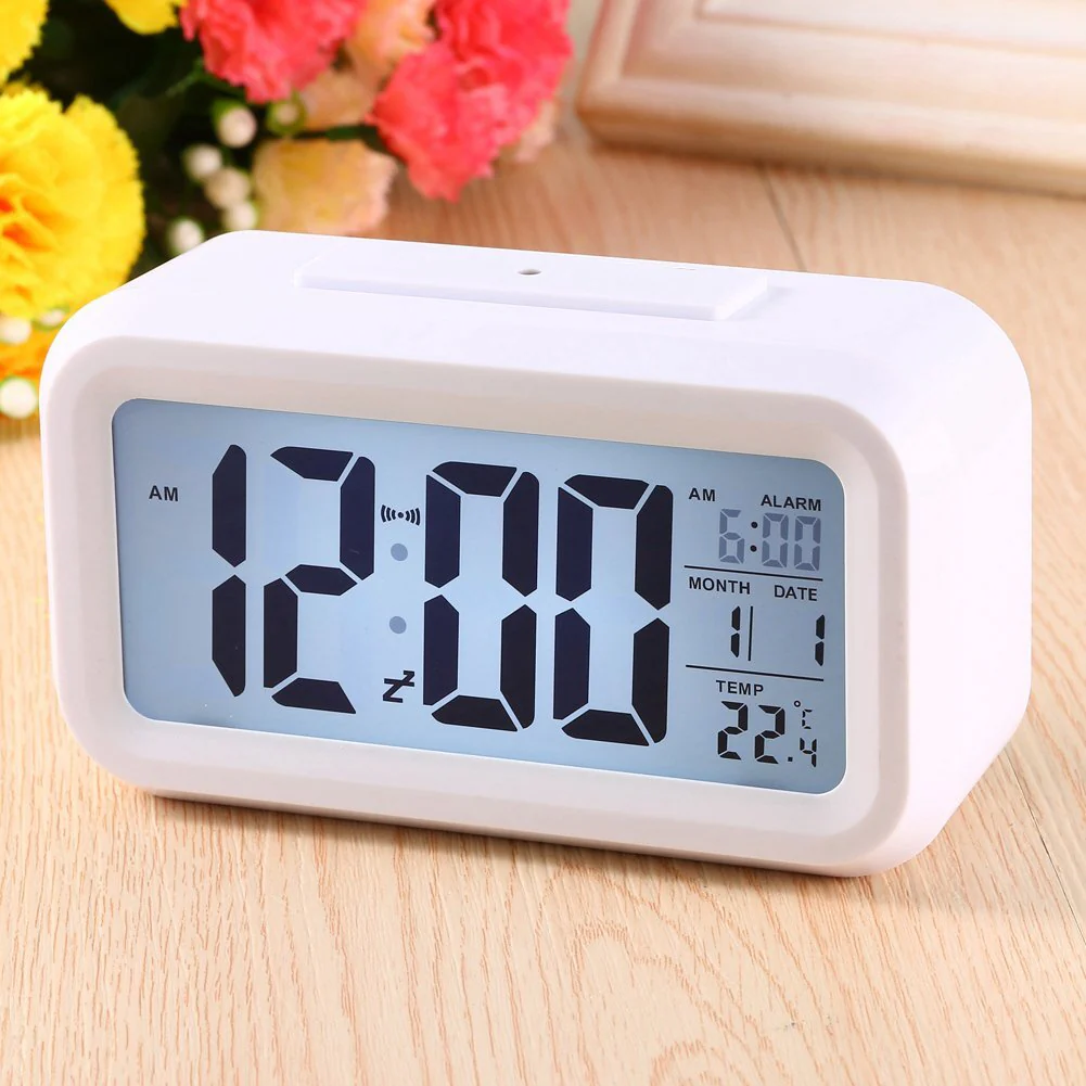 Multifunction Digital Sensor Automatic Light Snooze Desk Alarm Clock (White) - Image 8