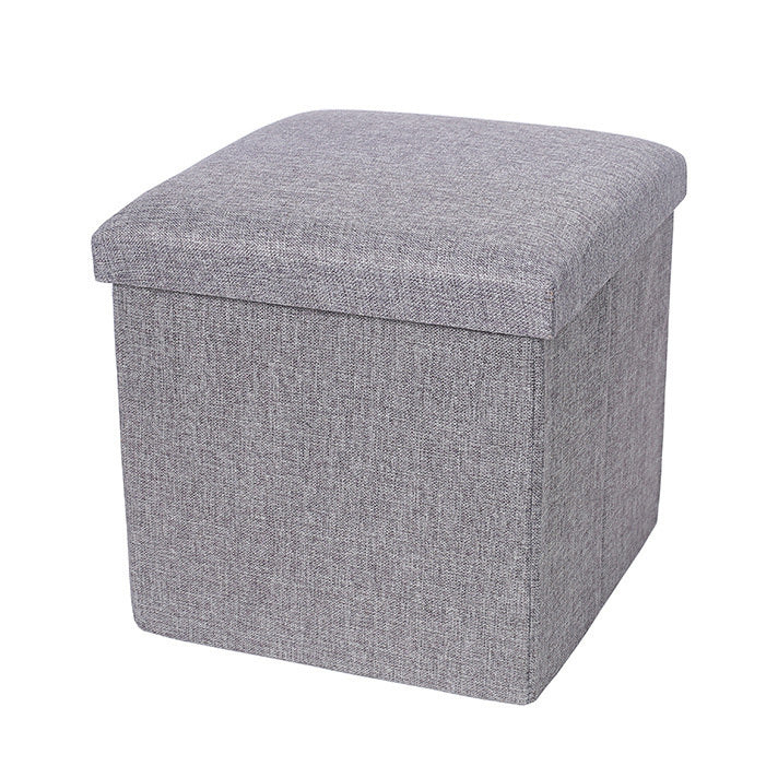 Multifunction Linen Ottoman Folding Storage Stool (Grey) - Image 10