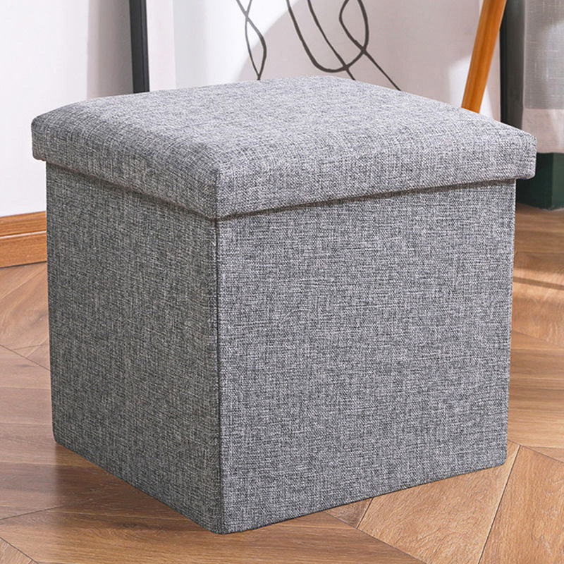 Multifunction Linen Ottoman Folding Storage Stool (Grey) - Image 2