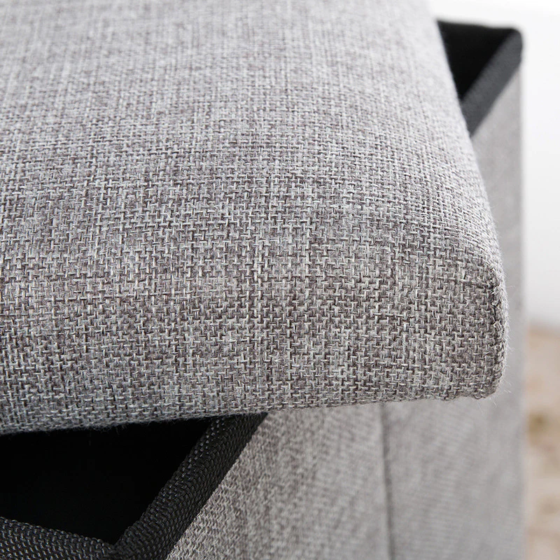 Multifunction Linen Ottoman Folding Storage Stool (Grey) - Image 8