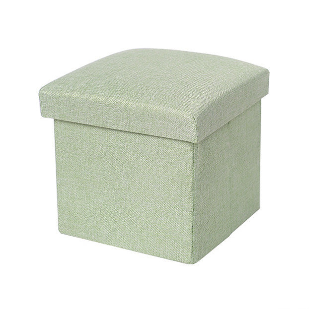 Multifunction Linen Ottoman Folding Storage Stool (Sage) - Image 2