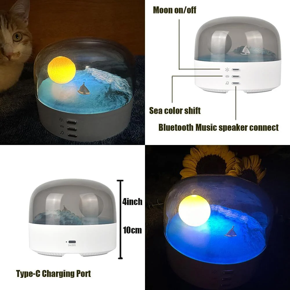Multifunction Moon Lamp Bluetooth Speaker Night Light Music Player - Image 9