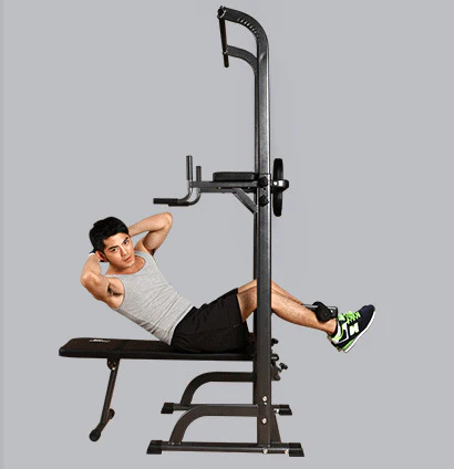 Multifunction Power Tower Dip Bar Pull Up Stand Fitness Station with Fid Bench - Image 10
