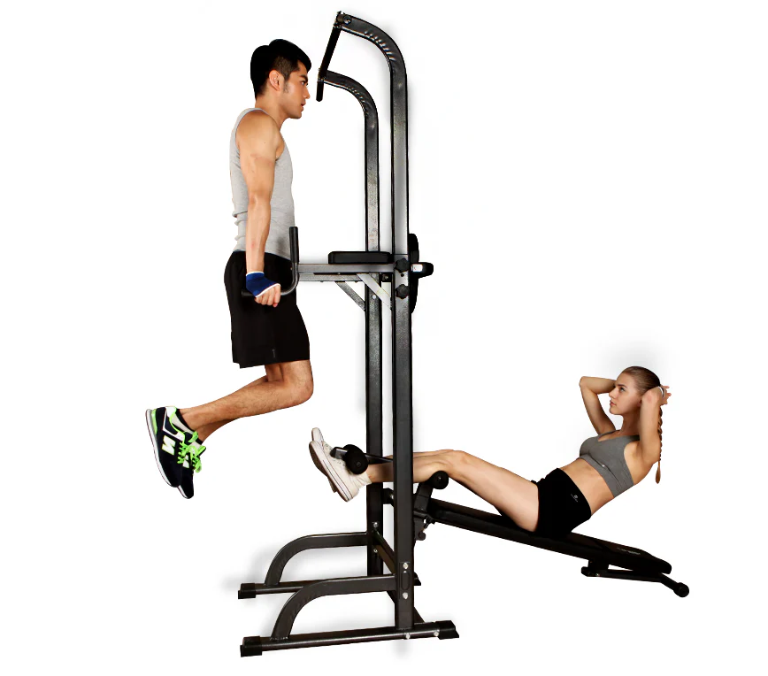 Multifunction Power Tower Dip Bar Pull Up Stand Fitness Station with Fid Bench - Image 13