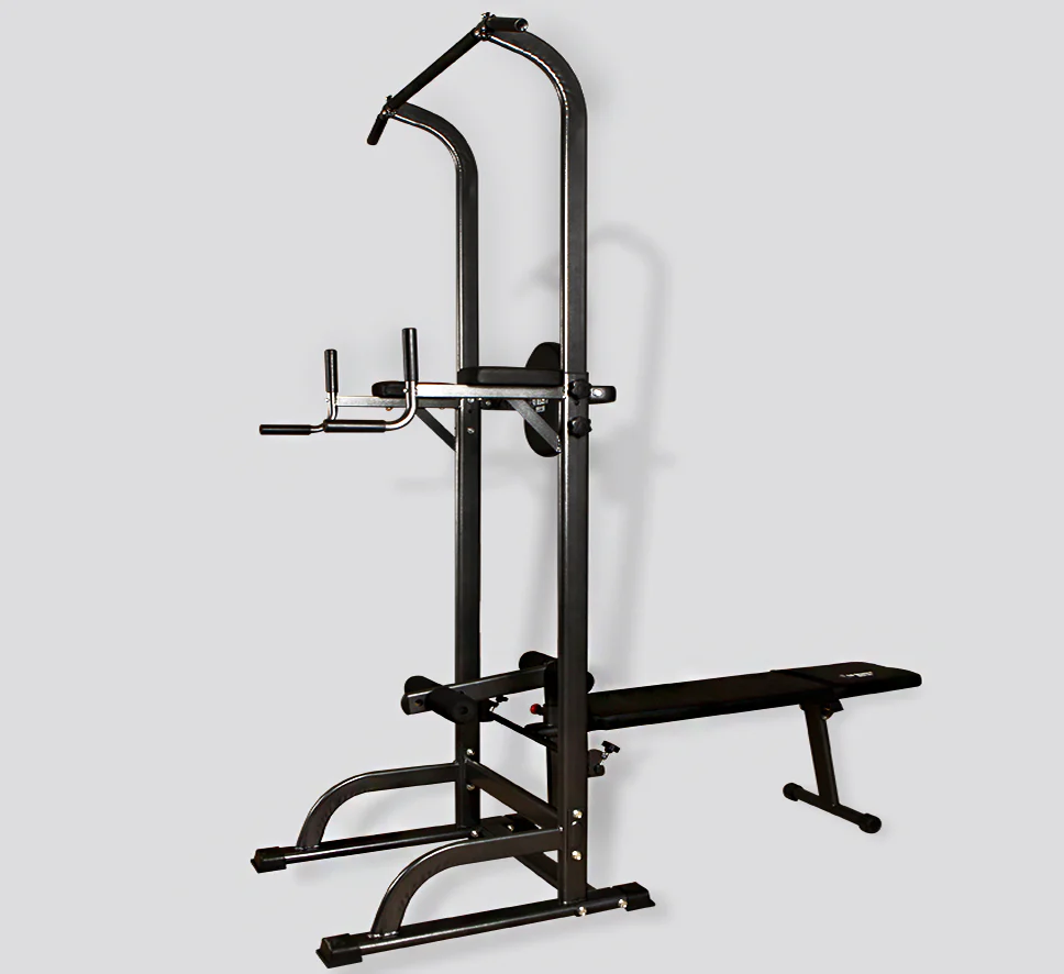 Multifunction Power Tower Dip Bar Pull Up Stand Fitness Station with Fid Bench - Image 3