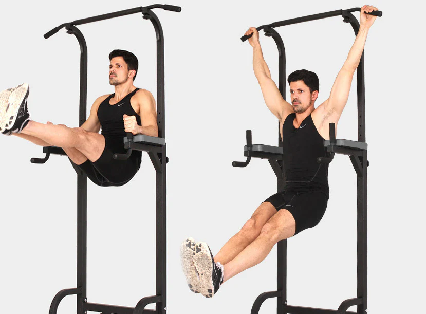 Multifunction Power Tower Dip Bar Pull Up Stand Fitness Station with Fid Bench - Image 5