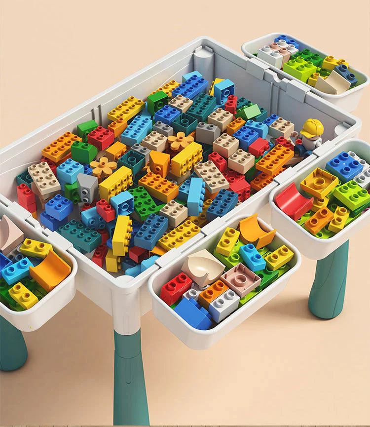 Multifunctional Activity Table, Chair & 186 Building Blocks Educational Toy Set - Image 10