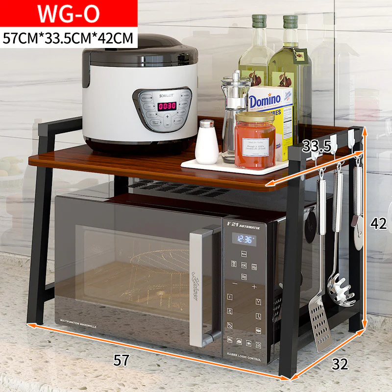 Multipurpose Storage Shelf Kitchen Microwave Stand Rack Cabinet (Walnut) - Image 2