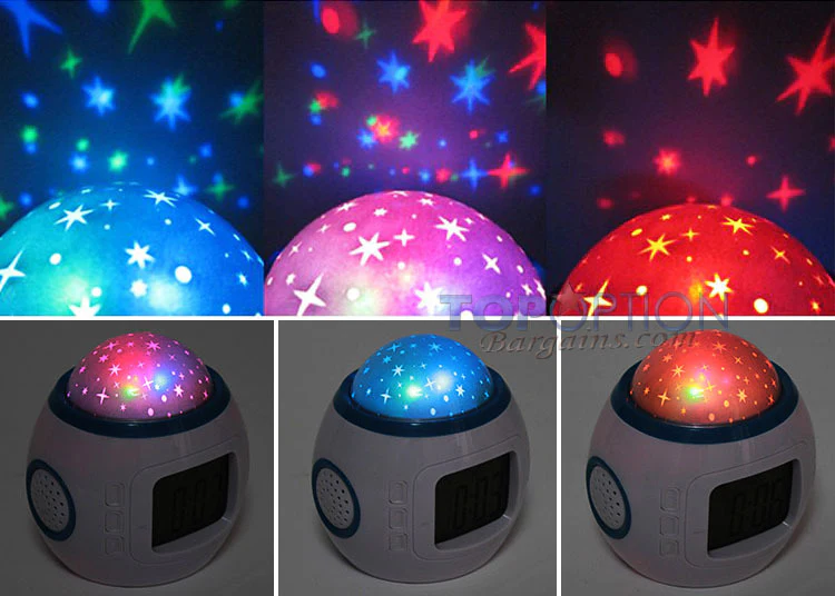 Music Projector Digital Alarm Clock Calendar Starry Sky Projection - Image 10