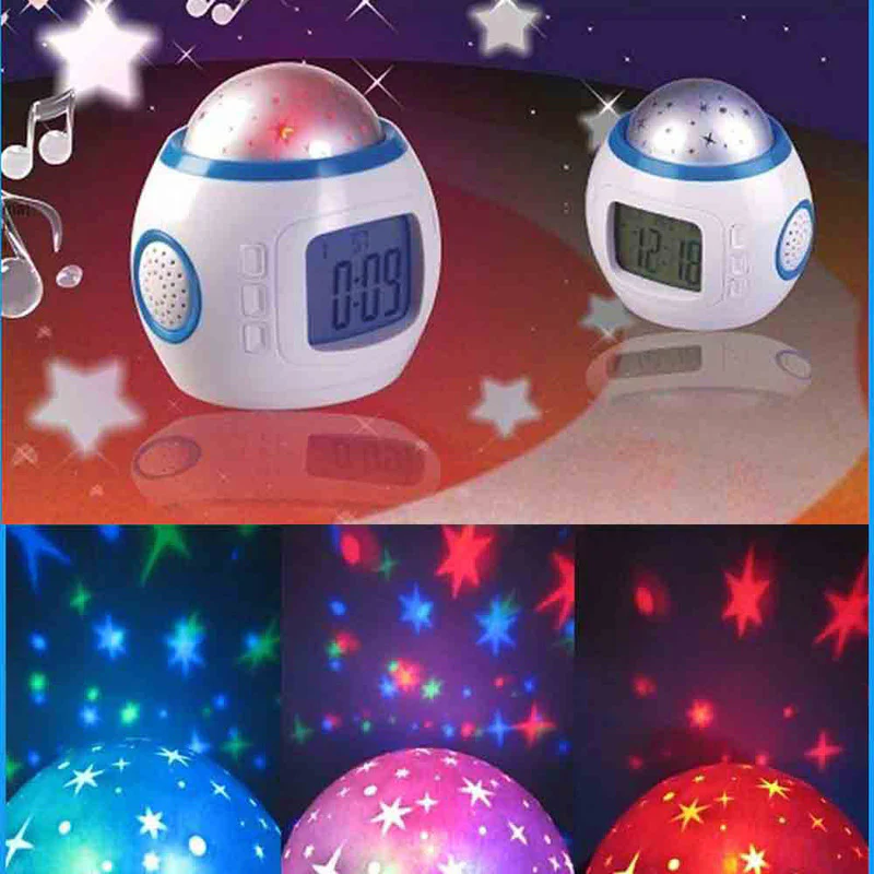 Music Projector Digital Alarm Clock Calendar Starry Sky Projection - Image 3