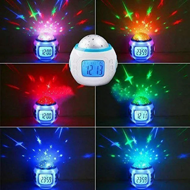 Music Projector Digital Alarm Clock Calendar Starry Sky Projection - Image 6
