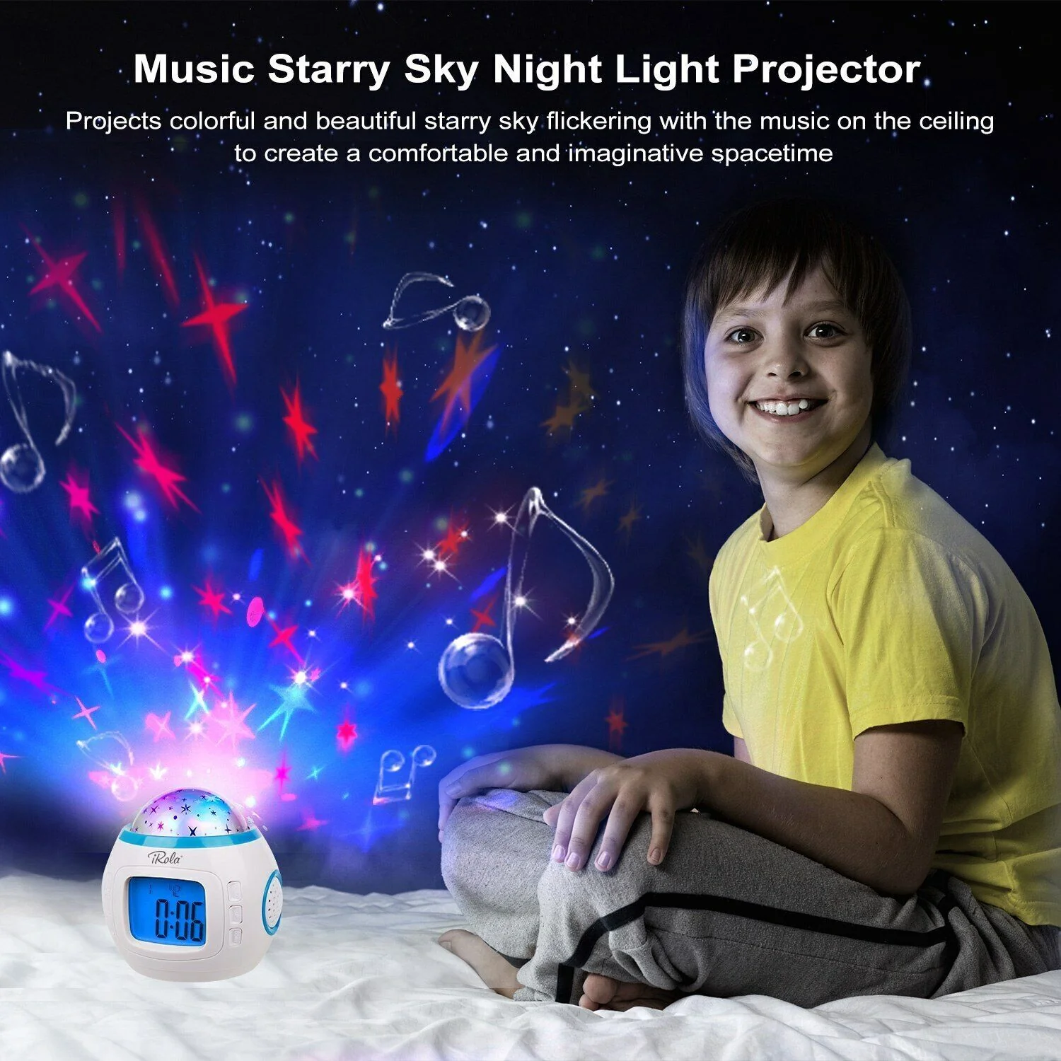 Music Projector Digital Alarm Clock Calendar Starry Sky Projection - Image 8