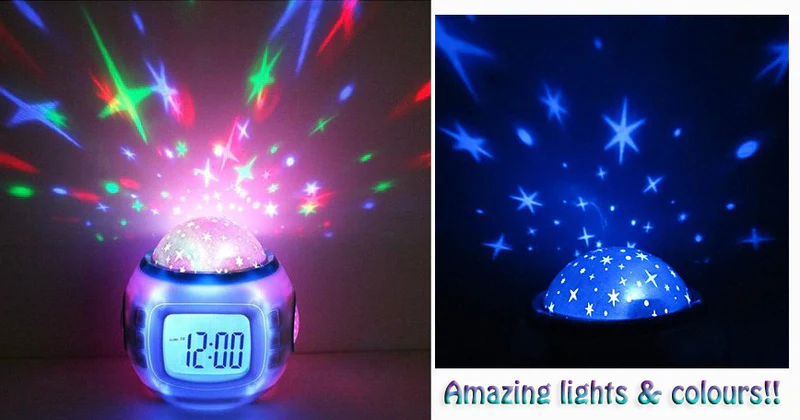 Music Projector Digital Alarm Clock Calendar Starry Sky Projection - Image 9