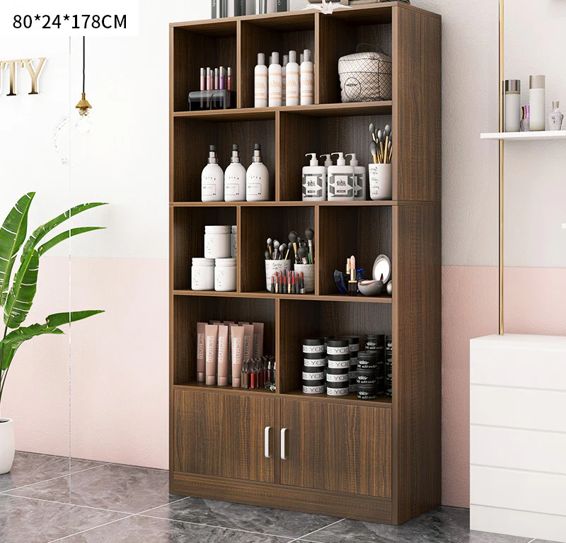 Omega 10-Shelf 2-Door Wardrobe Cupboard Bookshelf Cabinet (Black Walnut) - Image 5