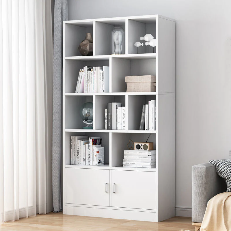 Omega10-Shelf 2-Door Wardrobe Cupboard Bookshelf Cabinet (White) - Image 3