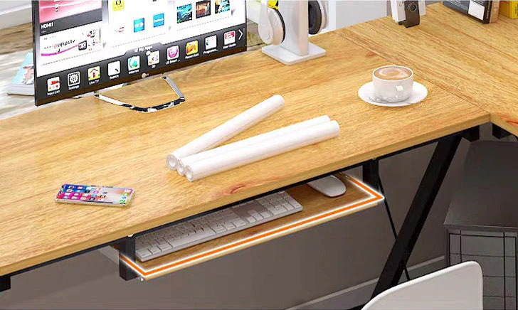 Oracle Corner Computer Desk Office Double Workstation (Oak) - Image 7