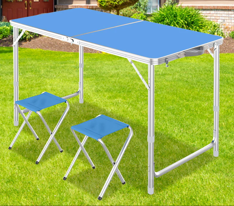 Outdoor Folding Table Adjustable Foldable 120cm (Blue) - Image 12