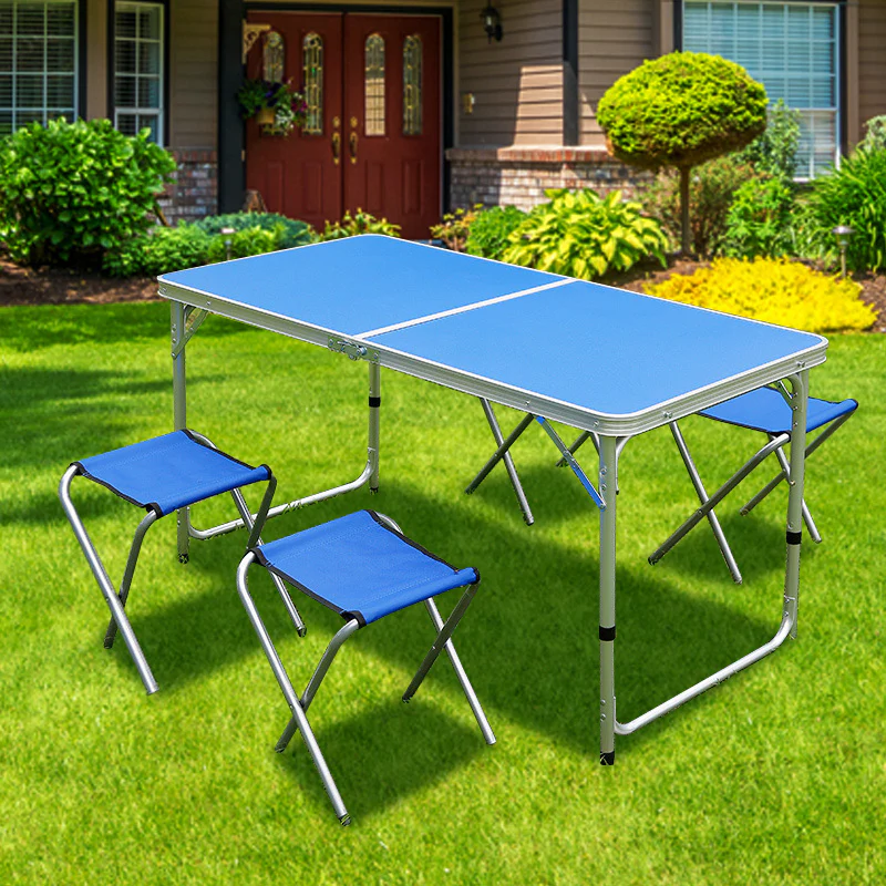 Outdoor Folding Table Adjustable Foldable 120cm (Blue) - Image 14