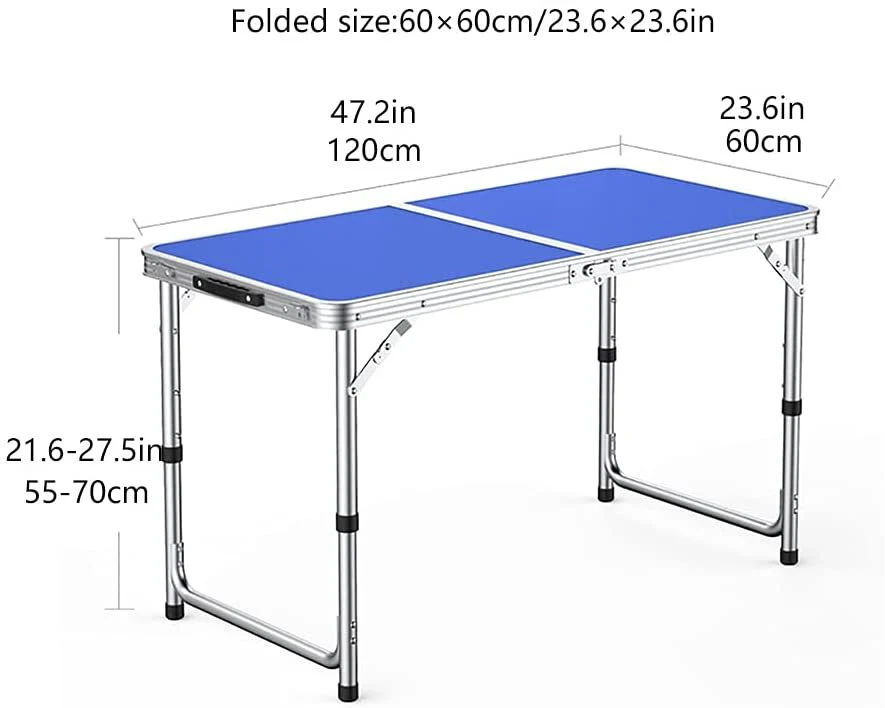Outdoor Folding Table Adjustable Foldable 120cm (Blue) - Image 15