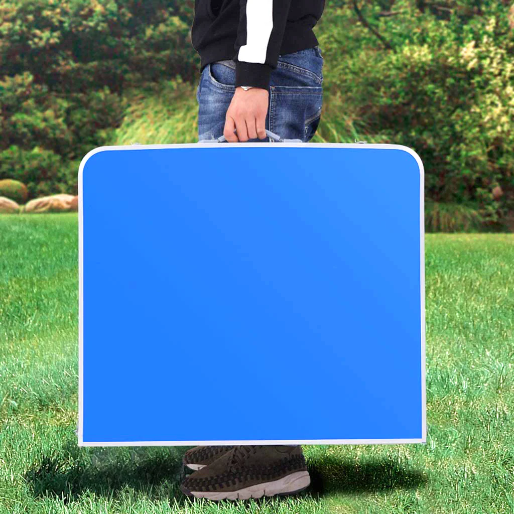 Outdoor Folding Table Adjustable Foldable 120cm (Blue) - Image 3